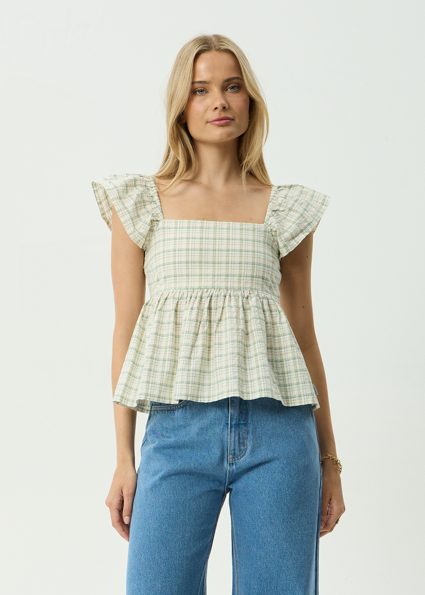 AFENDS Womens Drew - Seersucker Top - Boa Check