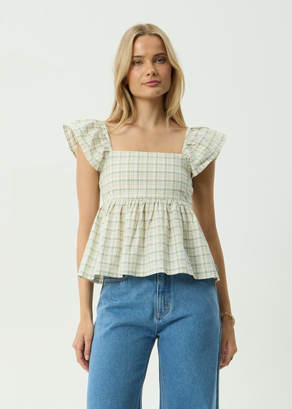AFENDS Womens Drew - Seersucker Top - Boa Check
