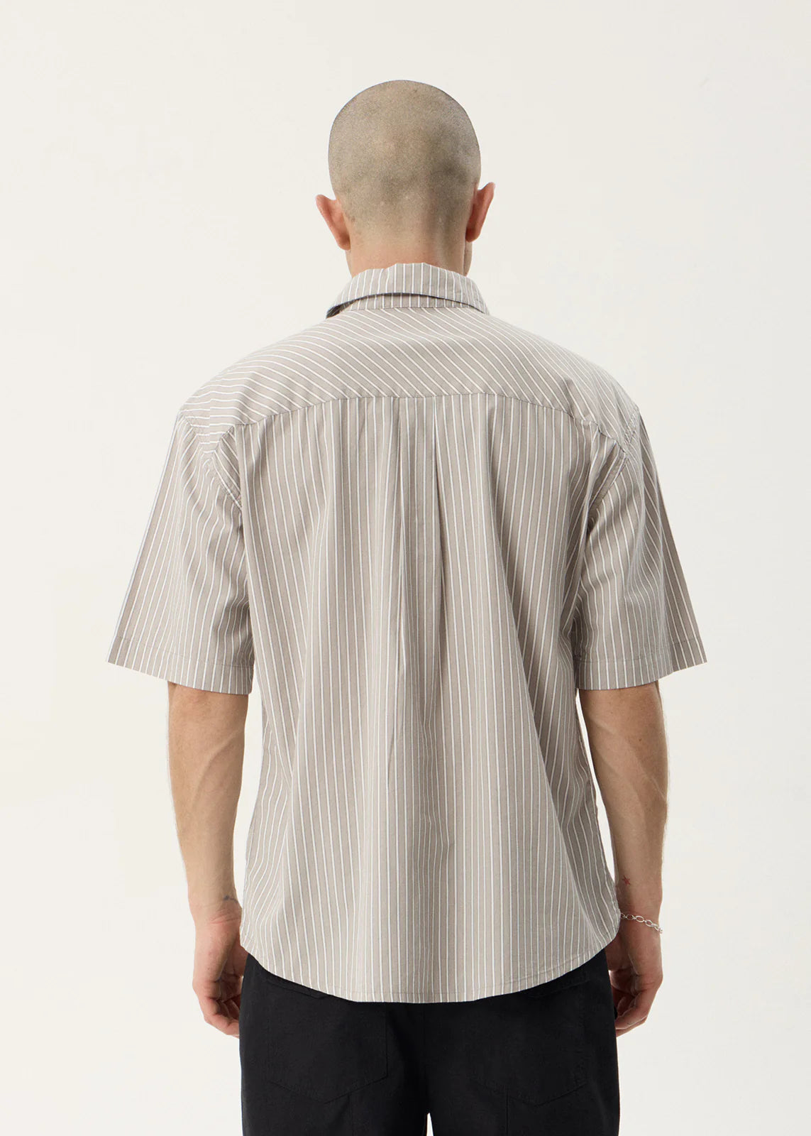 AFENDS Mens Lennox - Short Sleeve Shirt - Olive Stripe
