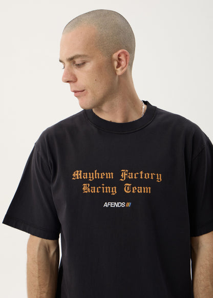 AFENDS Mens Mayhem - Heavyweight Boxy Tee - Stone Black
