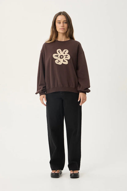 AFENDS Womens Raven - Crew Neck - Washed Coffee