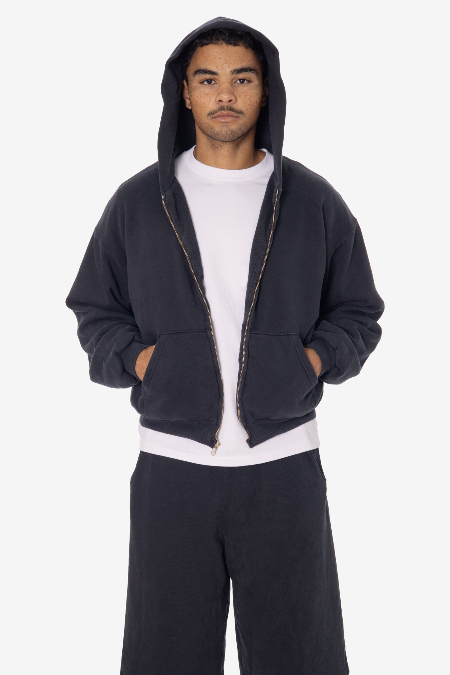 ALP10GD - Thermal Lined Cropped Zip Up Hoodie