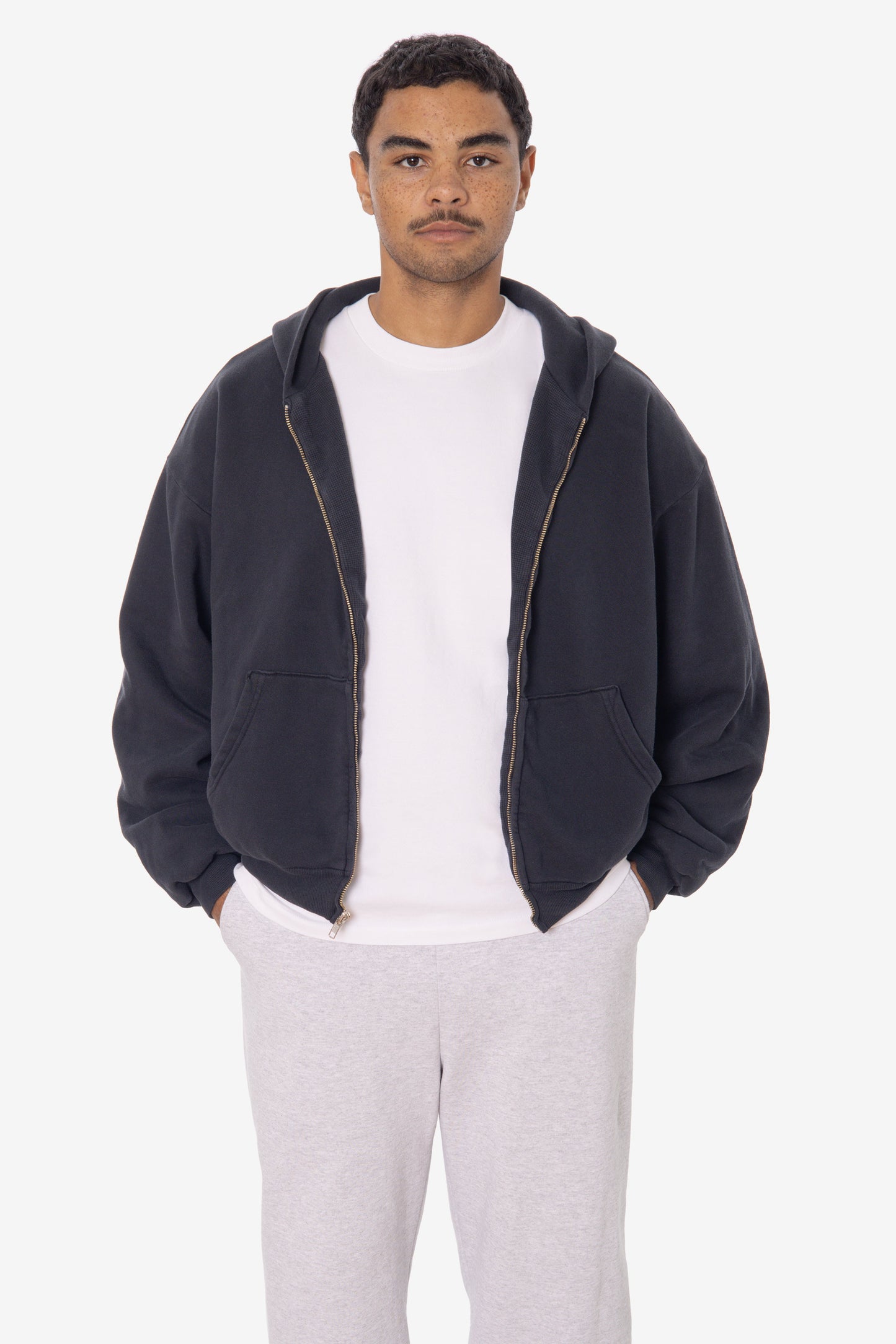 ALP10GD - Thermal Lined Cropped Zip Up Hoodie