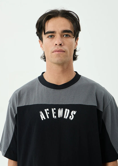 AFENDS Mens Contingent - Boxy Vintage Tee - Black