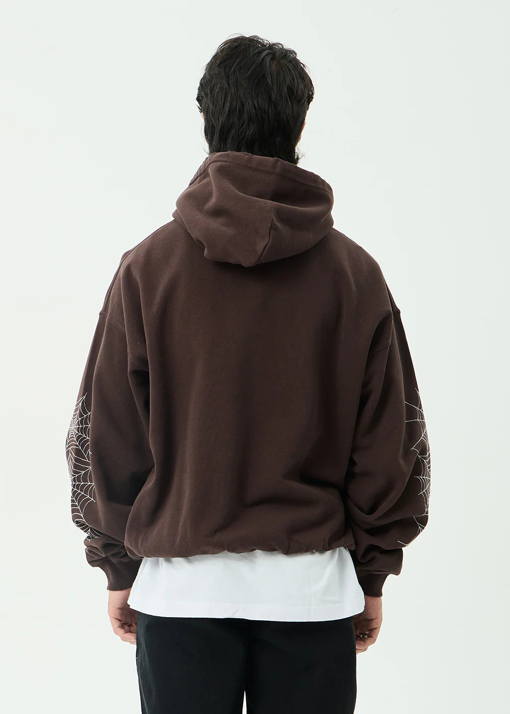 AFENDS Mens Labyrinth - Boxy Pull On Hood - Washed Coffee