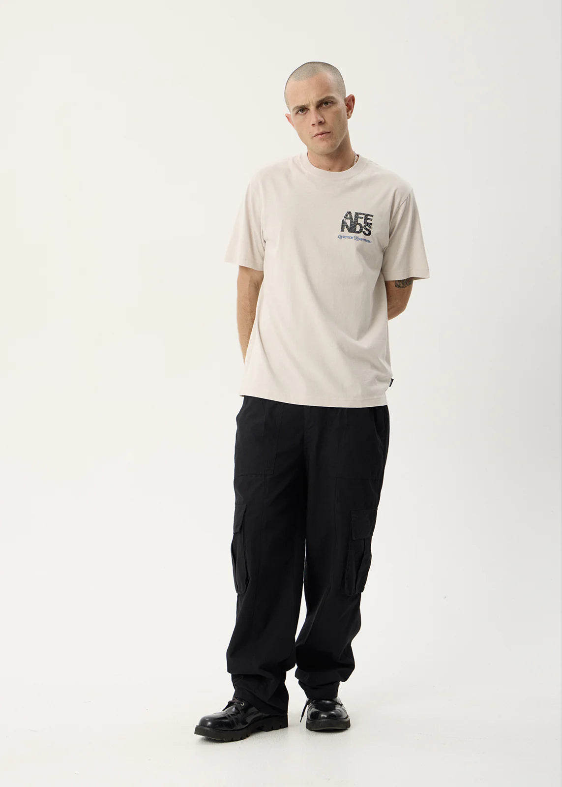 AFENDS Mens Funnel - Retro Tee - Moonbeam
