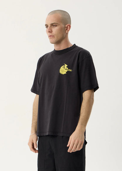 AFENDS Mens Heavy Parts - Heavyweight Boxy Tee - Stone Black