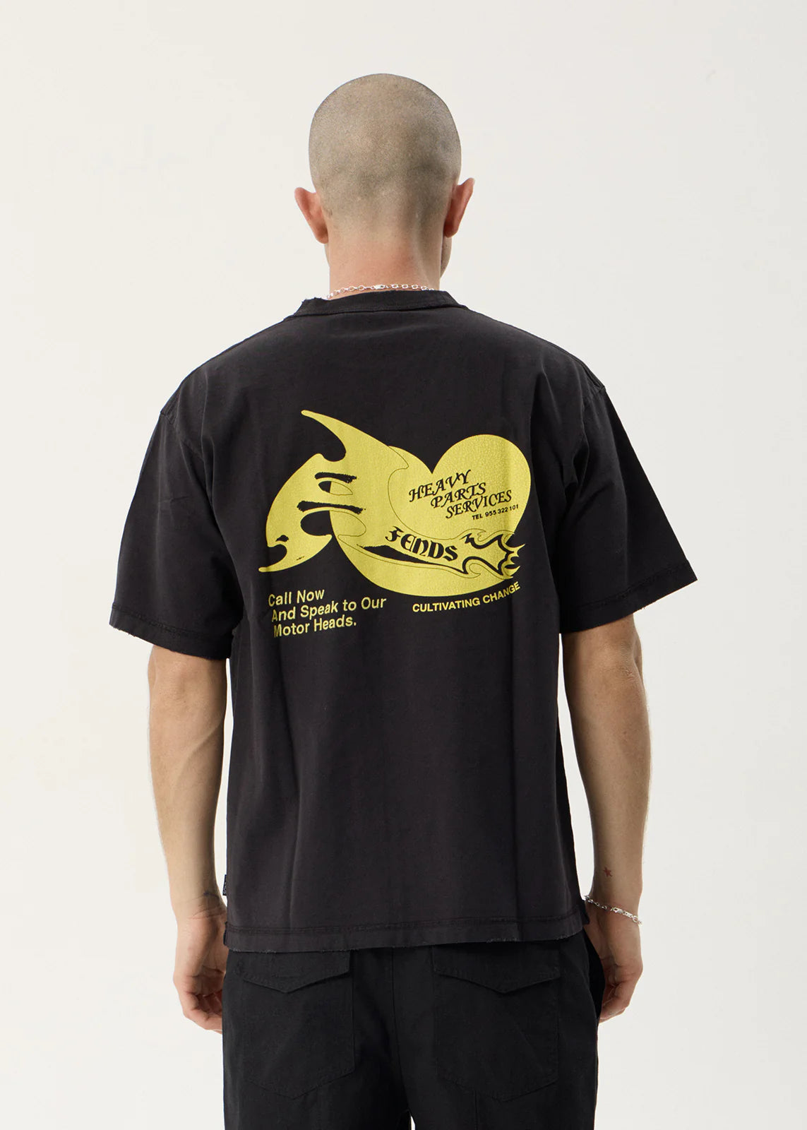AFENDS Mens Heavy Parts - Heavyweight Boxy Tee - Stone Black