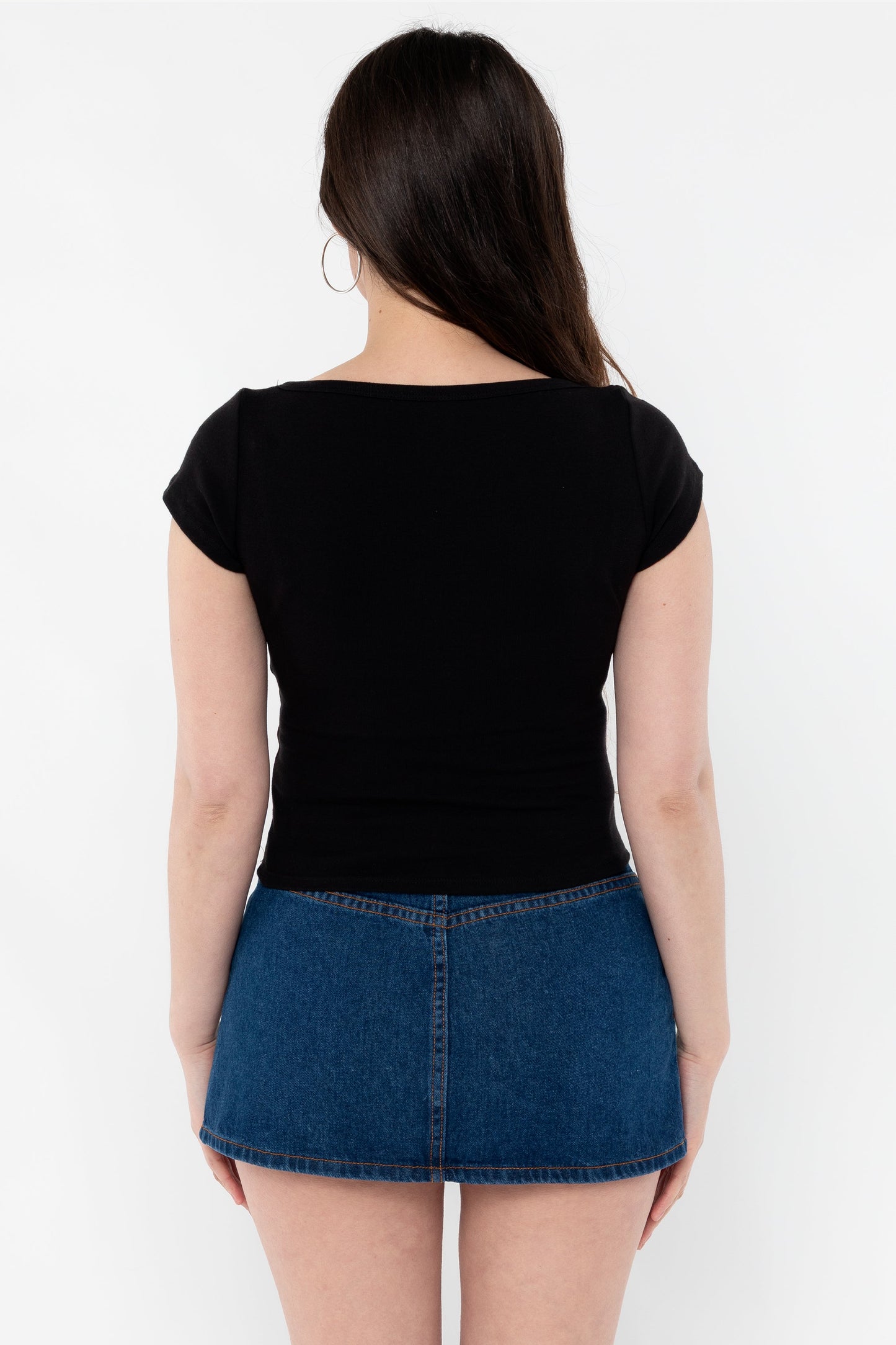 43023 - Baby Rib Square Neck Cap Sleeve Tee