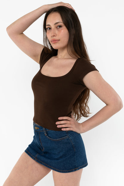 43023 - Baby Rib Square Neck Cap Sleeve Tee
