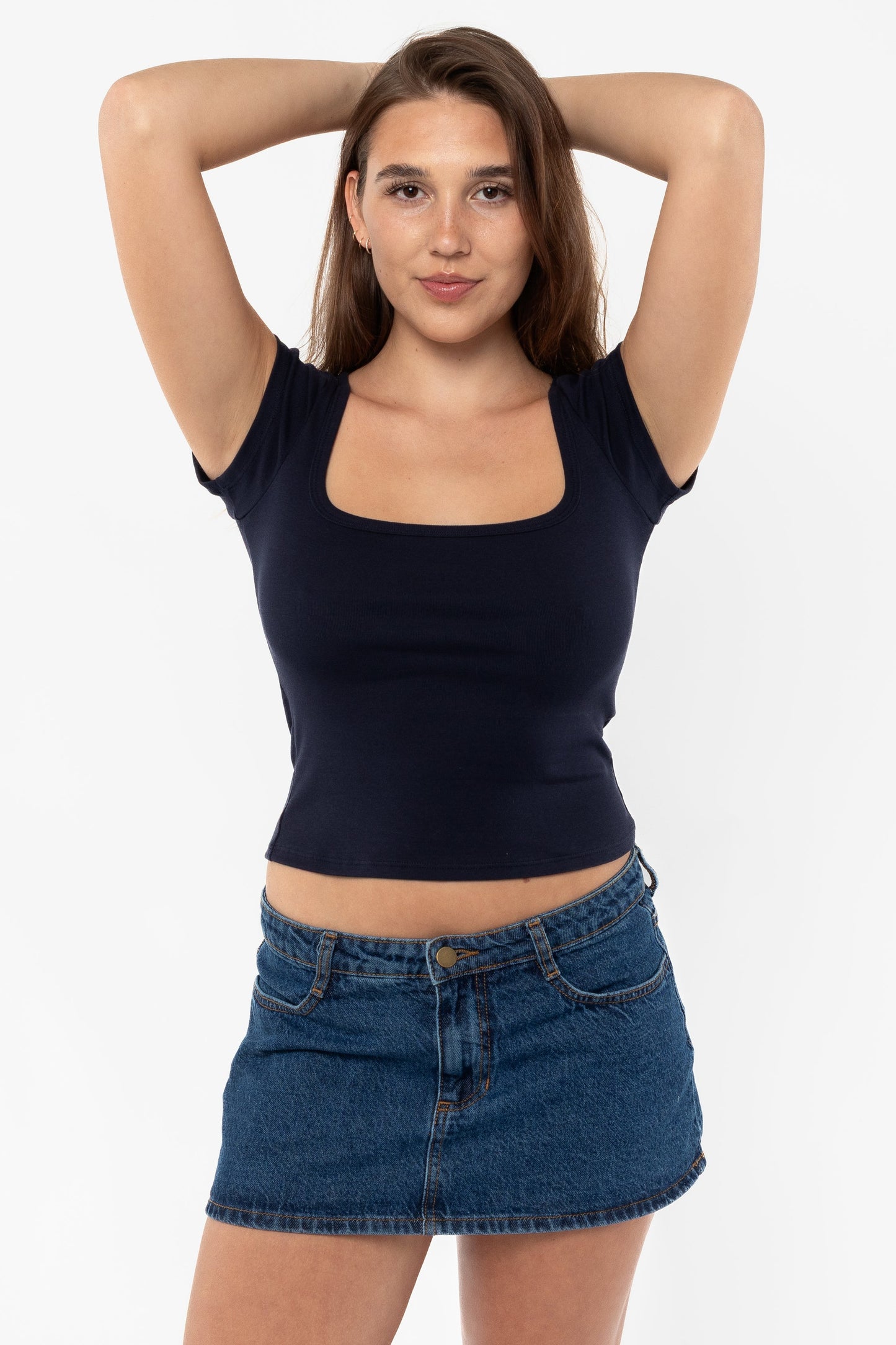 43023 - Baby Rib Square Neck Cap Sleeve Tee
