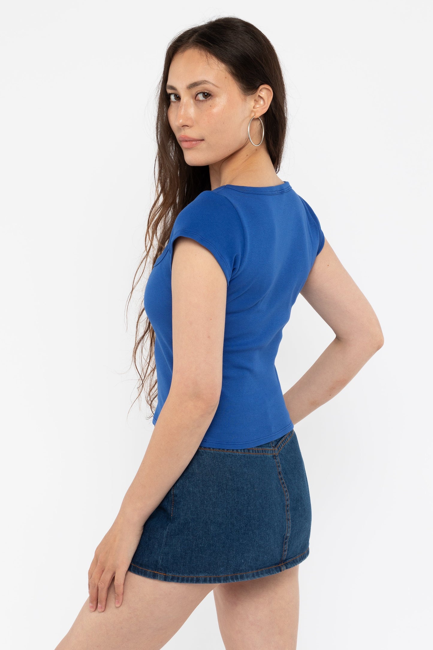 43023 - Baby Rib Square Neck Cap Sleeve Tee