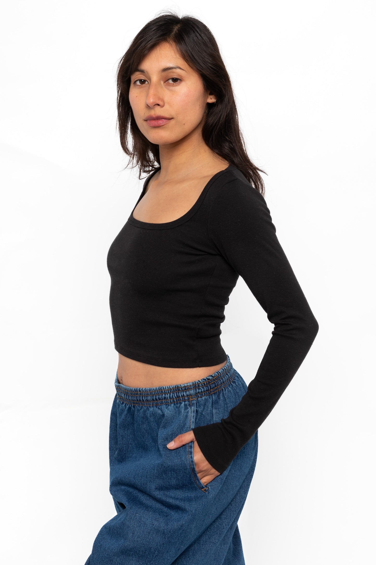 43027 - Baby Rib Long Sleeve Square Neck Tee