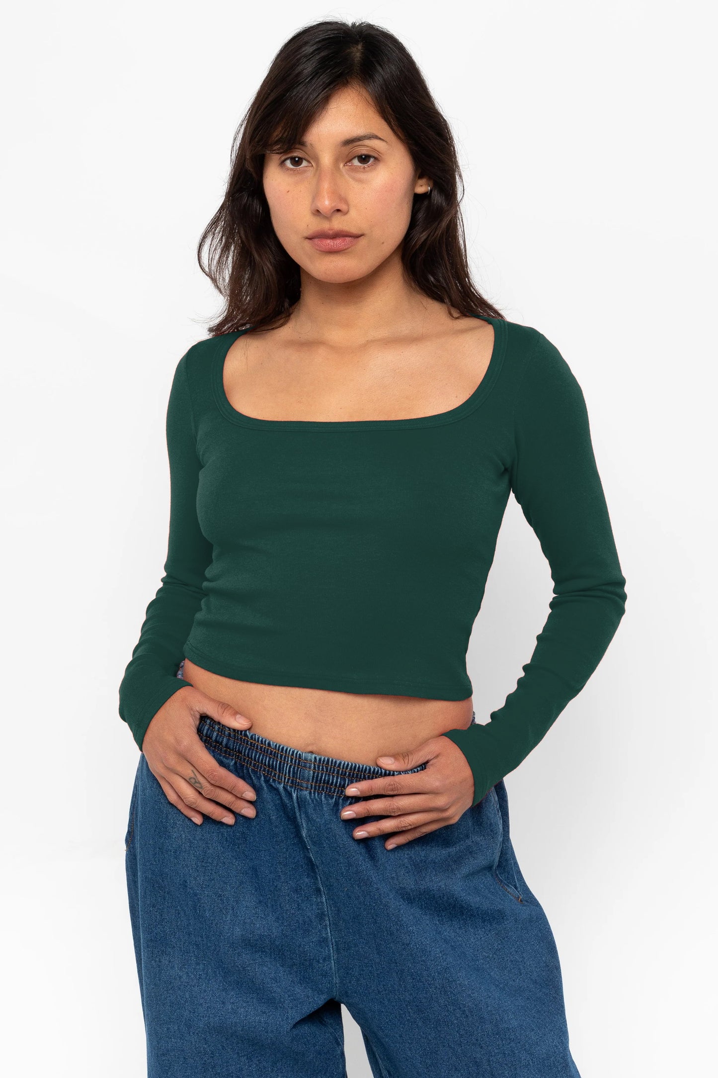 43027 - Baby Rib Long Sleeve Square Neck Tee
