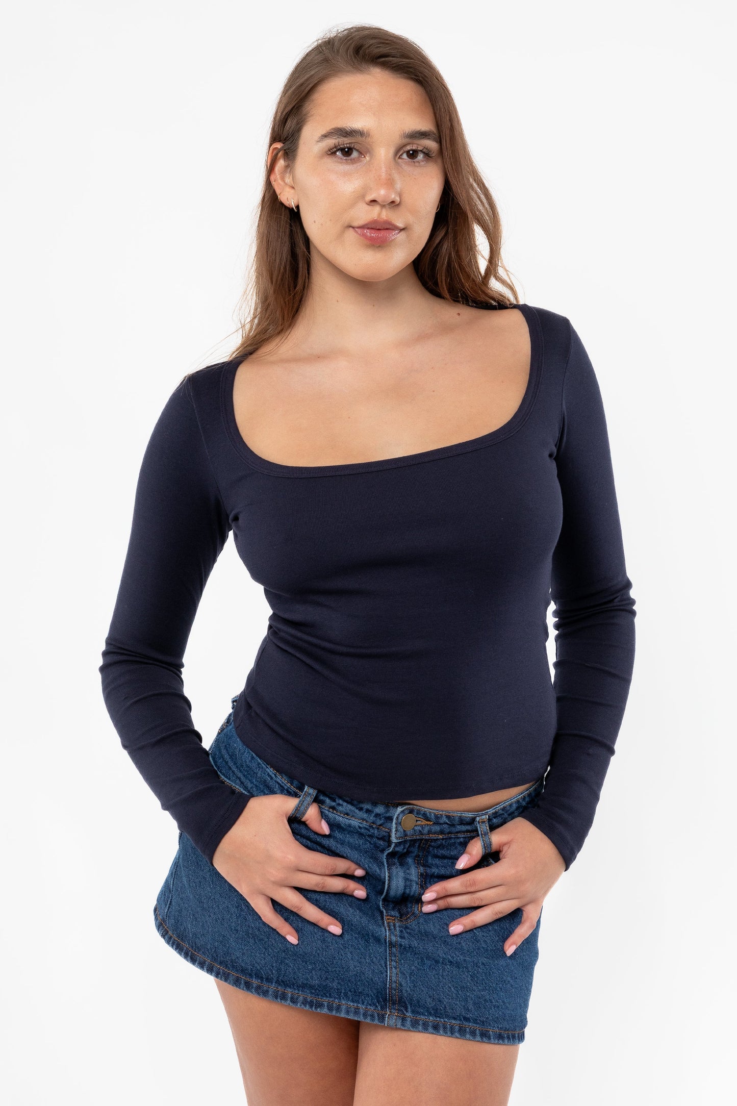 43027 - Baby Rib Long Sleeve Square Neck Tee