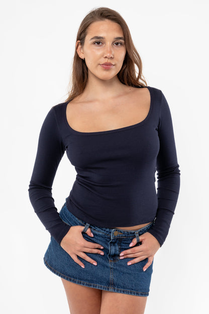 43027 - Baby Rib Long Sleeve Square Neck Tee