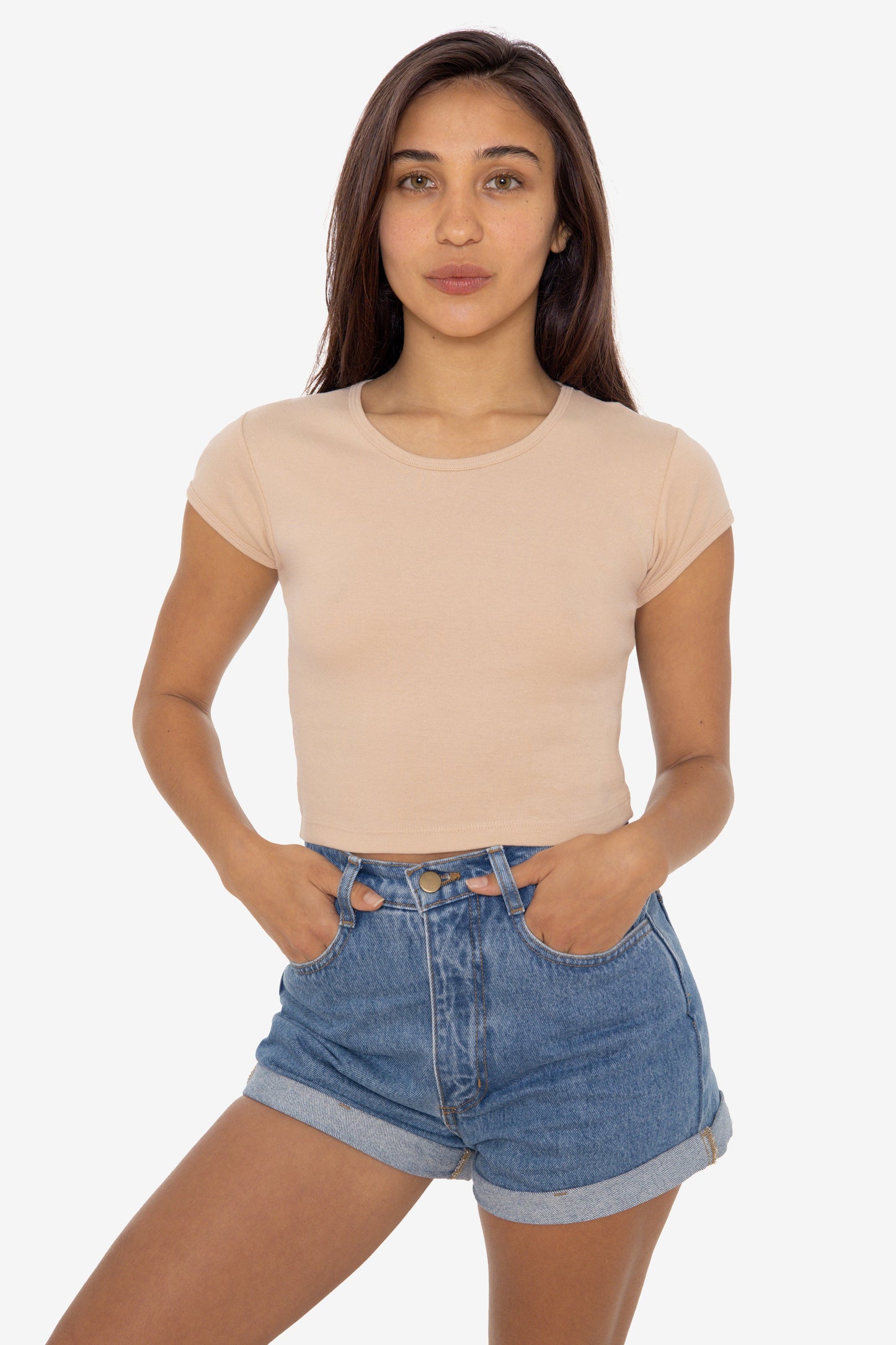 43035 - Cap Sleeve Baby Rib Crop Top
