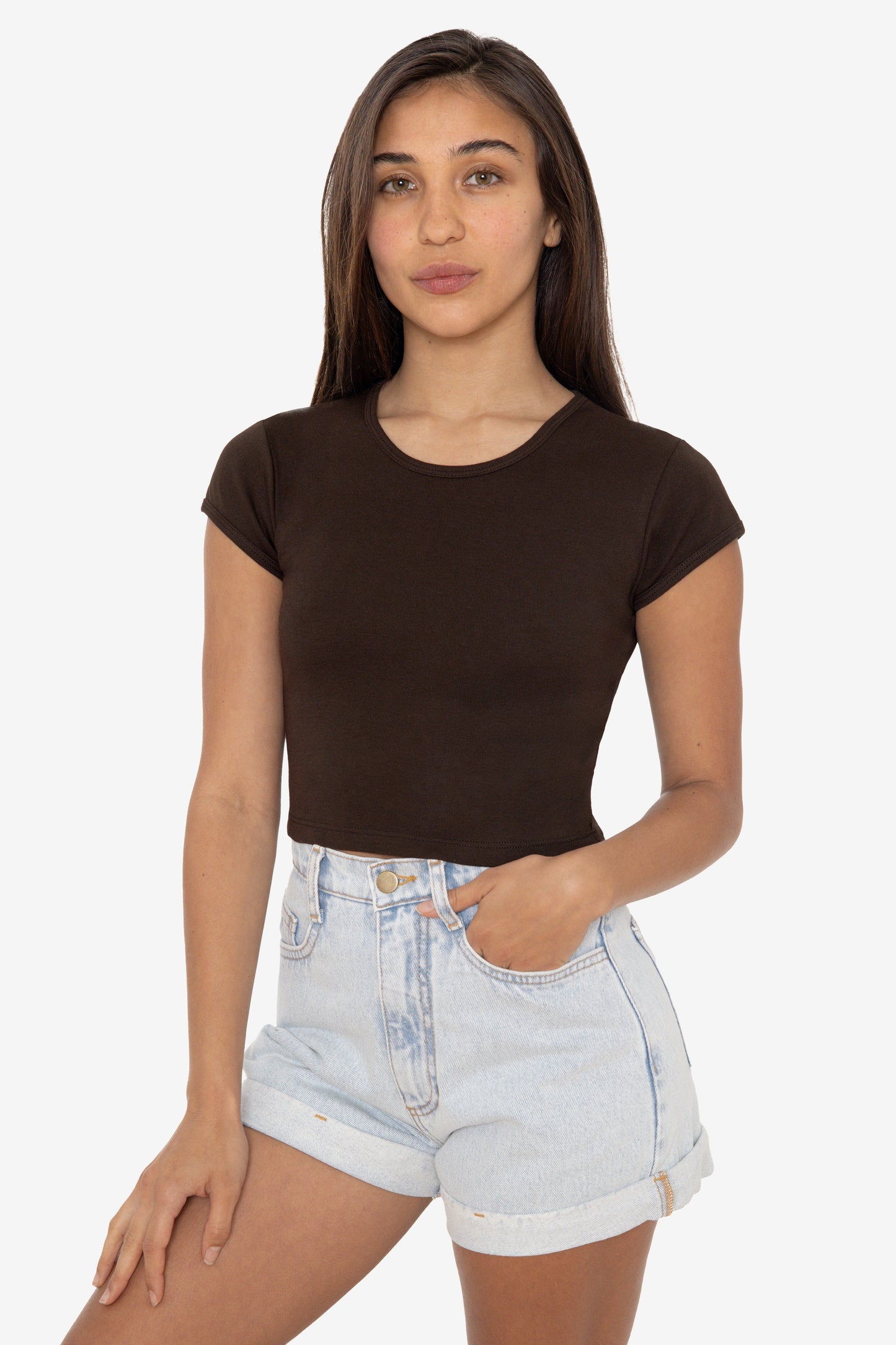 43035 - Cap Sleeve Baby Rib Crop Top