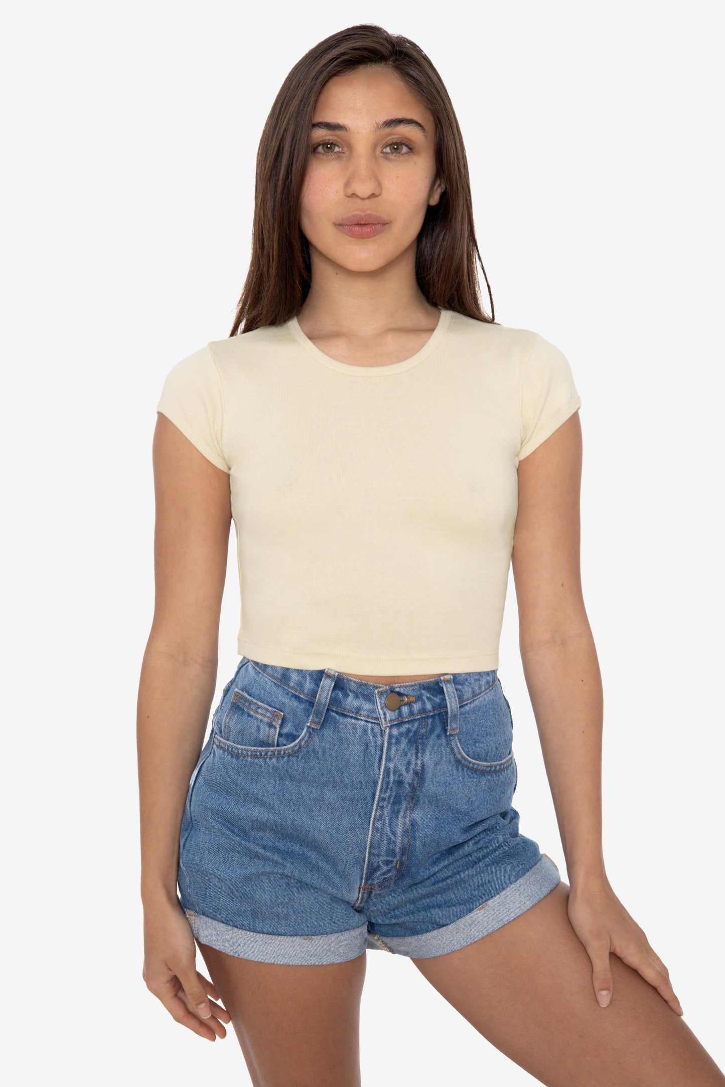 43035 - Cap Sleeve Baby Rib Crop Top