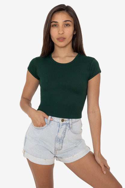 43035 - Cap Sleeve Baby Rib Crop Top