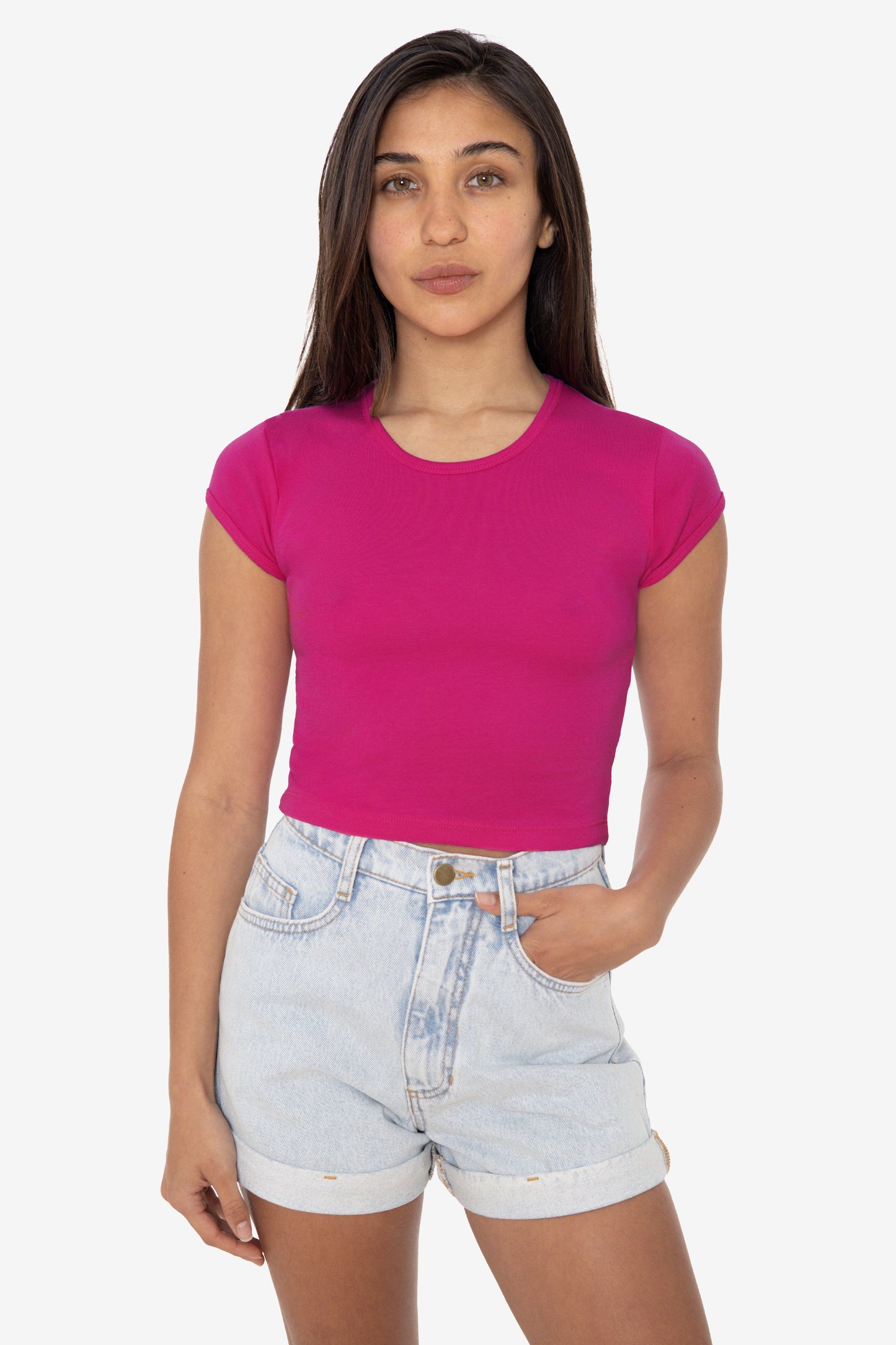 43035 - Cap Sleeve Baby Rib Crop Top