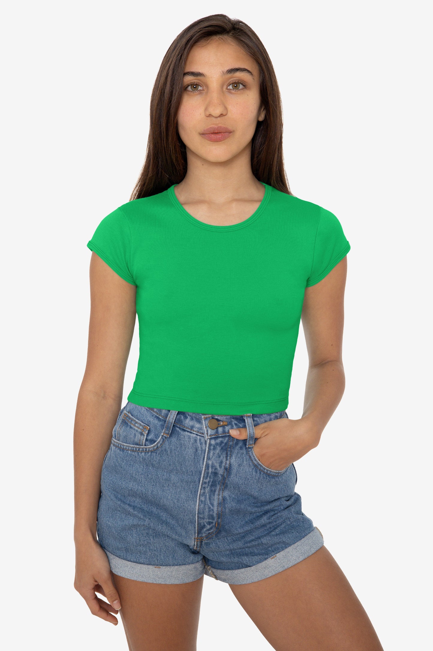 43035 - Cap Sleeve Baby Rib Crop Top