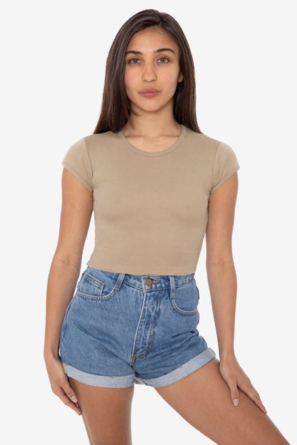 43035 - Cap Sleeve Baby Rib Crop Top