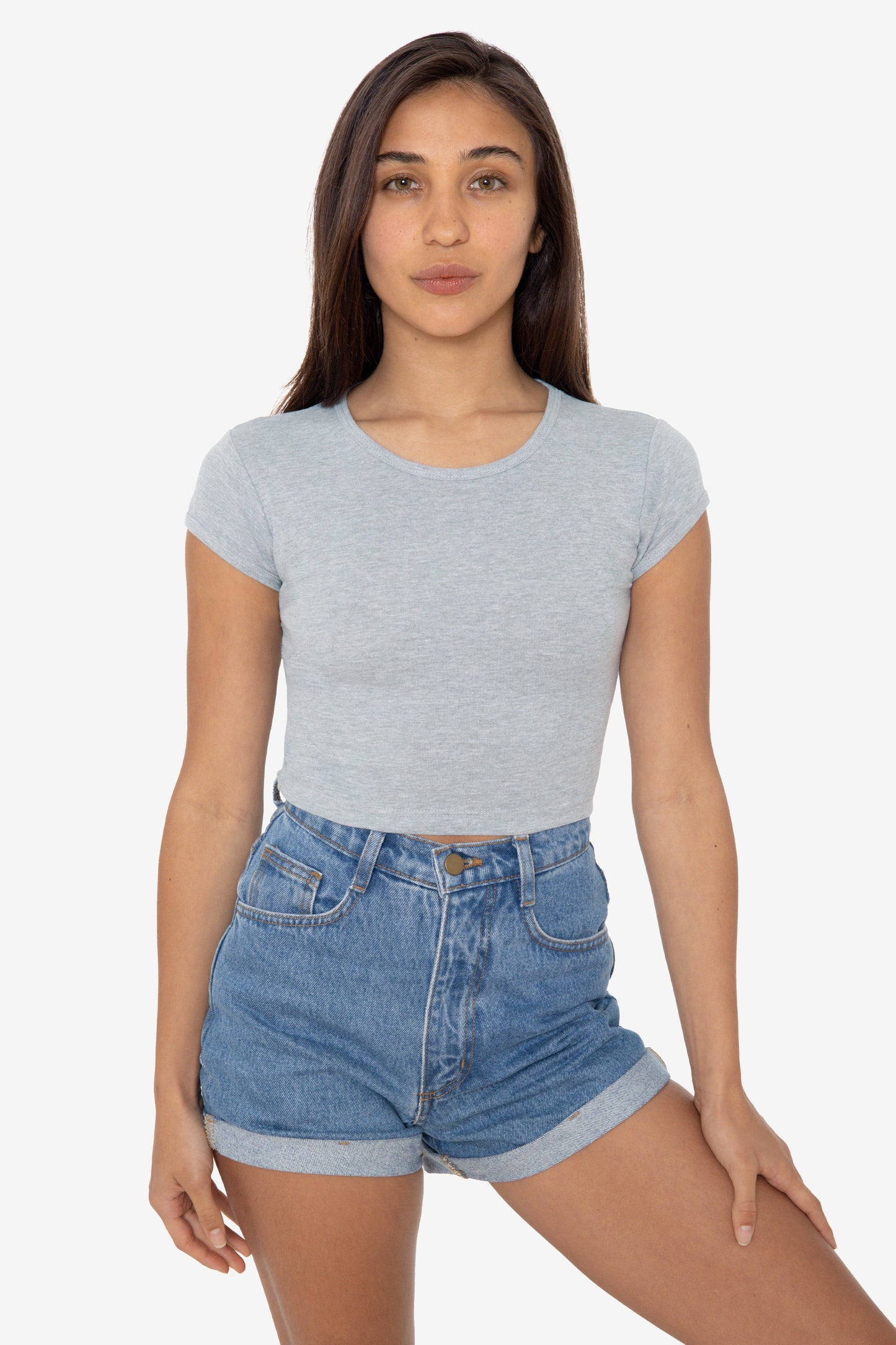 43035 - Cap Sleeve Baby Rib Crop Top