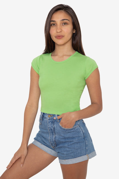 43035 - Cap Sleeve Baby Rib Crop Top