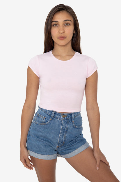 43035 - Cap Sleeve Baby Rib Crop Top