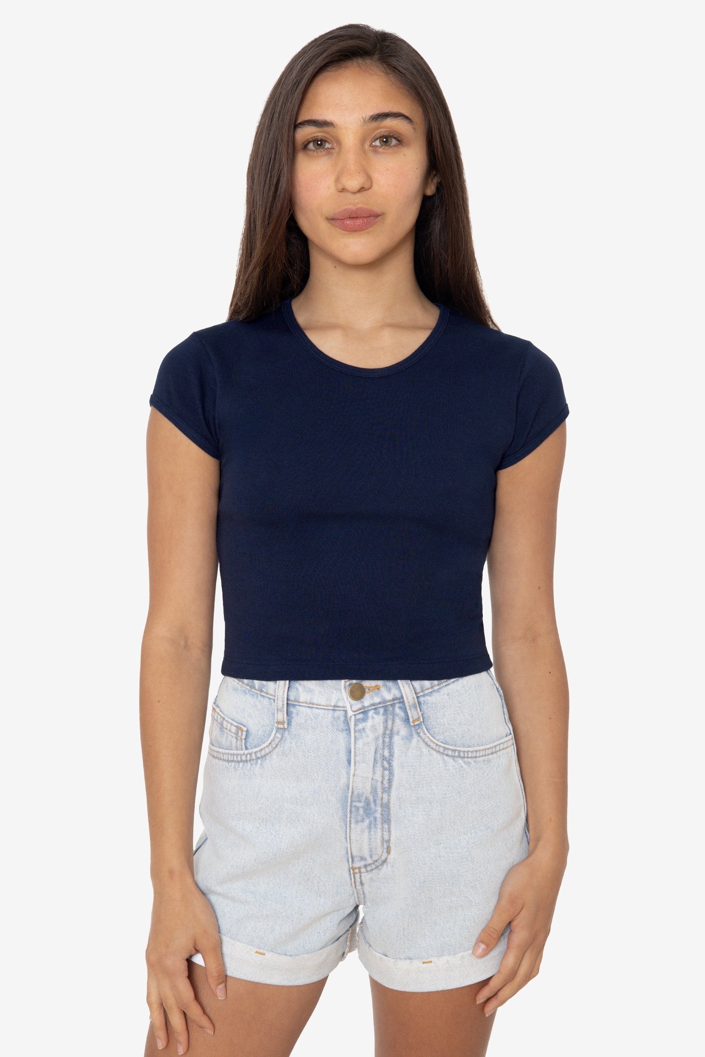 43035 - Cap Sleeve Baby Rib Crop Top