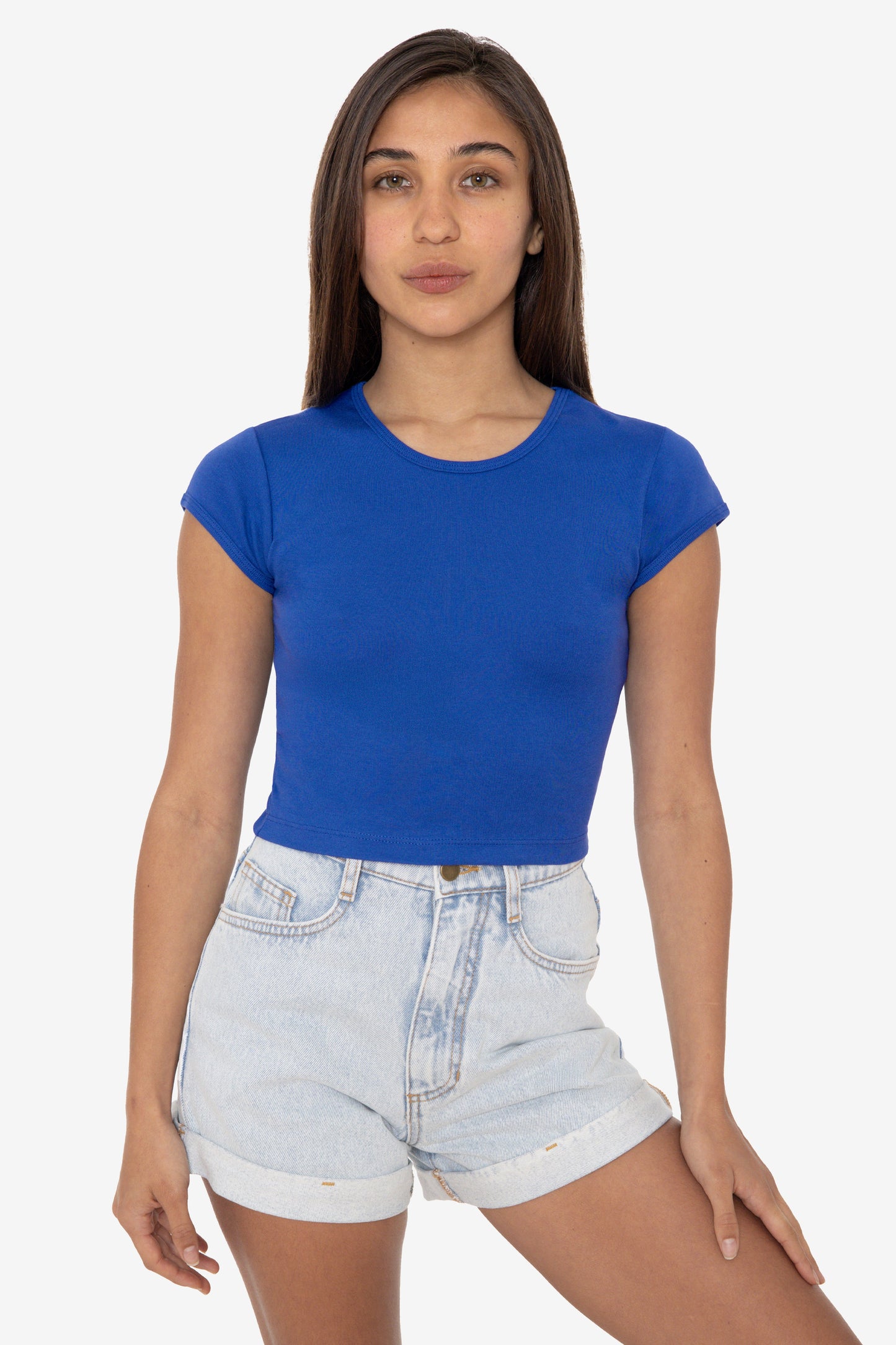 43035 - Cap Sleeve Baby Rib Crop Top