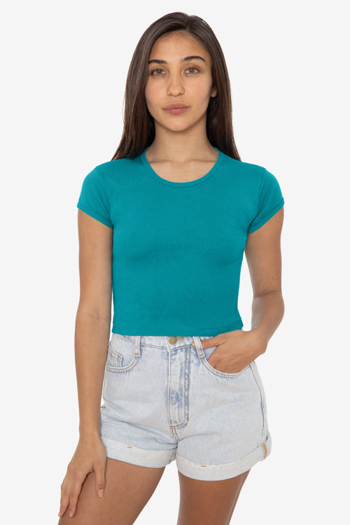 43035 - Cap Sleeve Baby Rib Crop Top