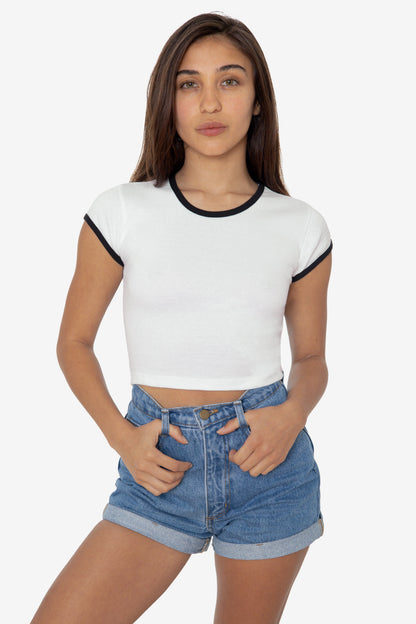 43035 - Cap Sleeve Baby Rib Crop Top
