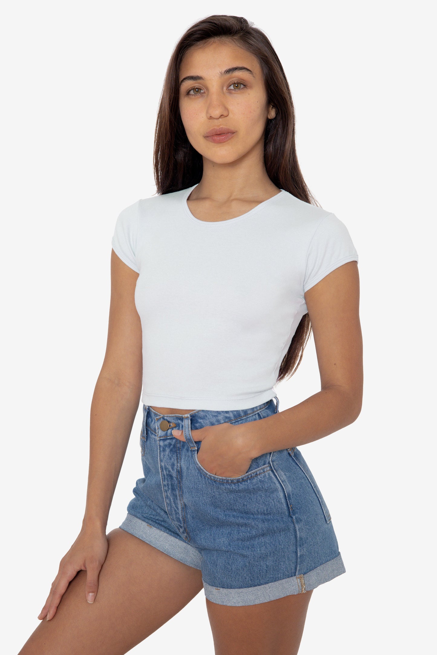 43035 - Cap Sleeve Baby Rib Crop Top