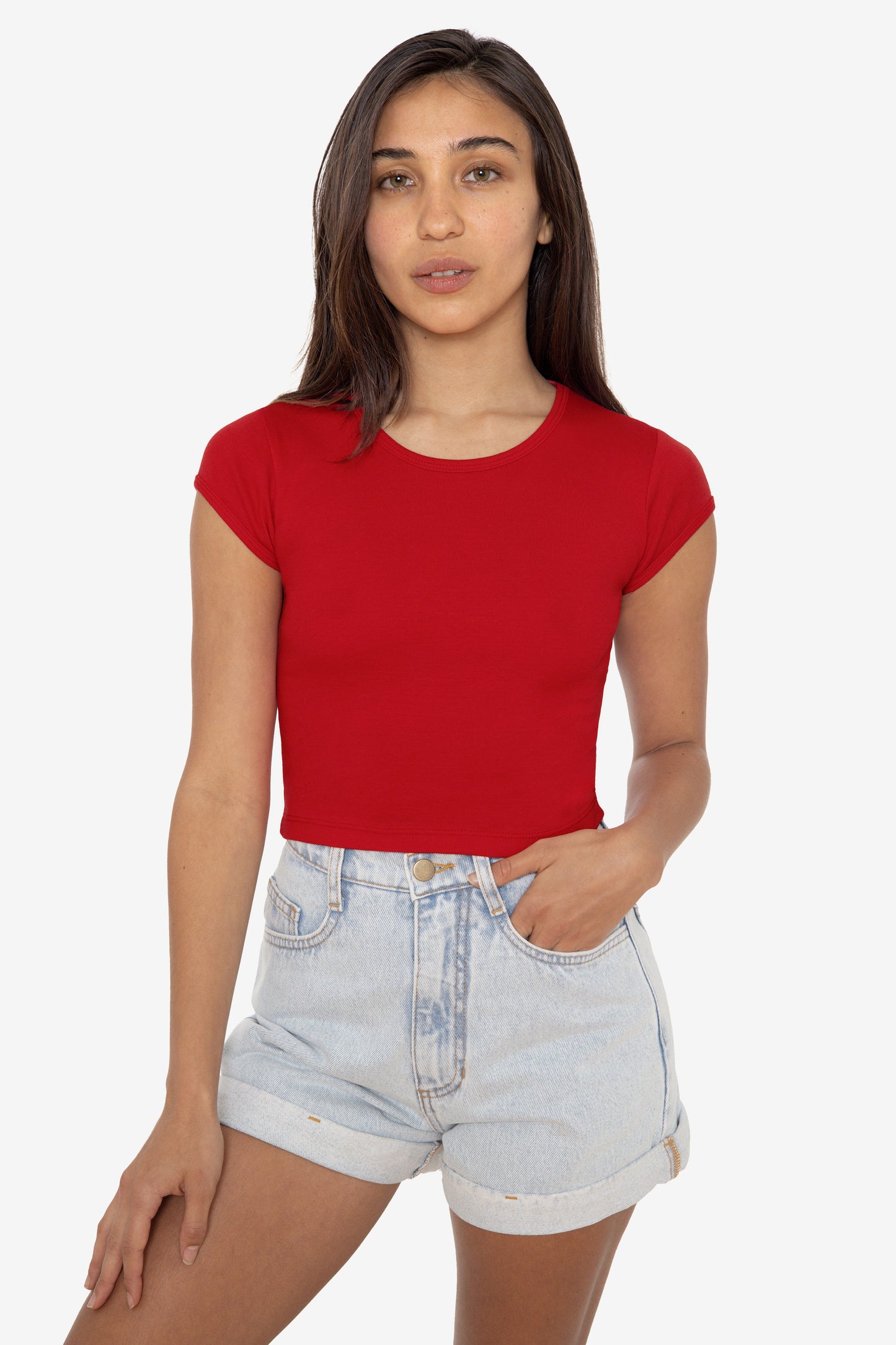 43035 - Cap Sleeve Baby Rib Crop Top