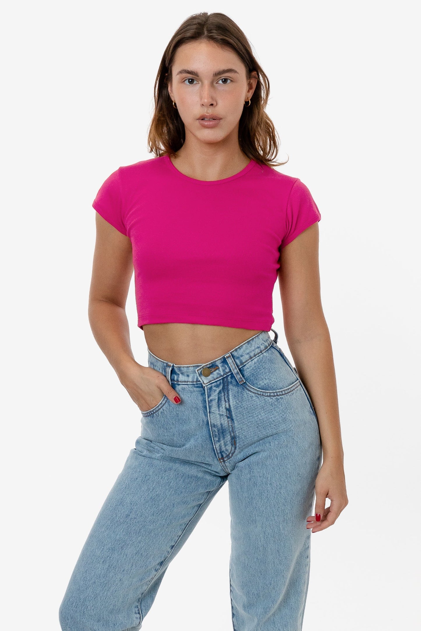 43035 - Cap Sleeve Baby Rib Crop Top