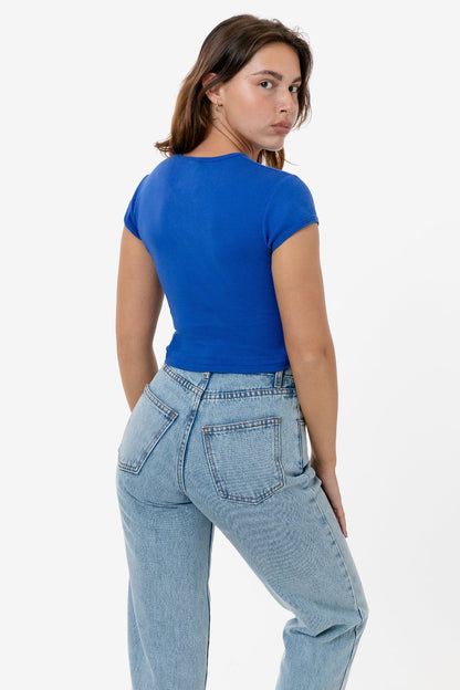 43035 - Cap Sleeve Baby Rib Crop Top