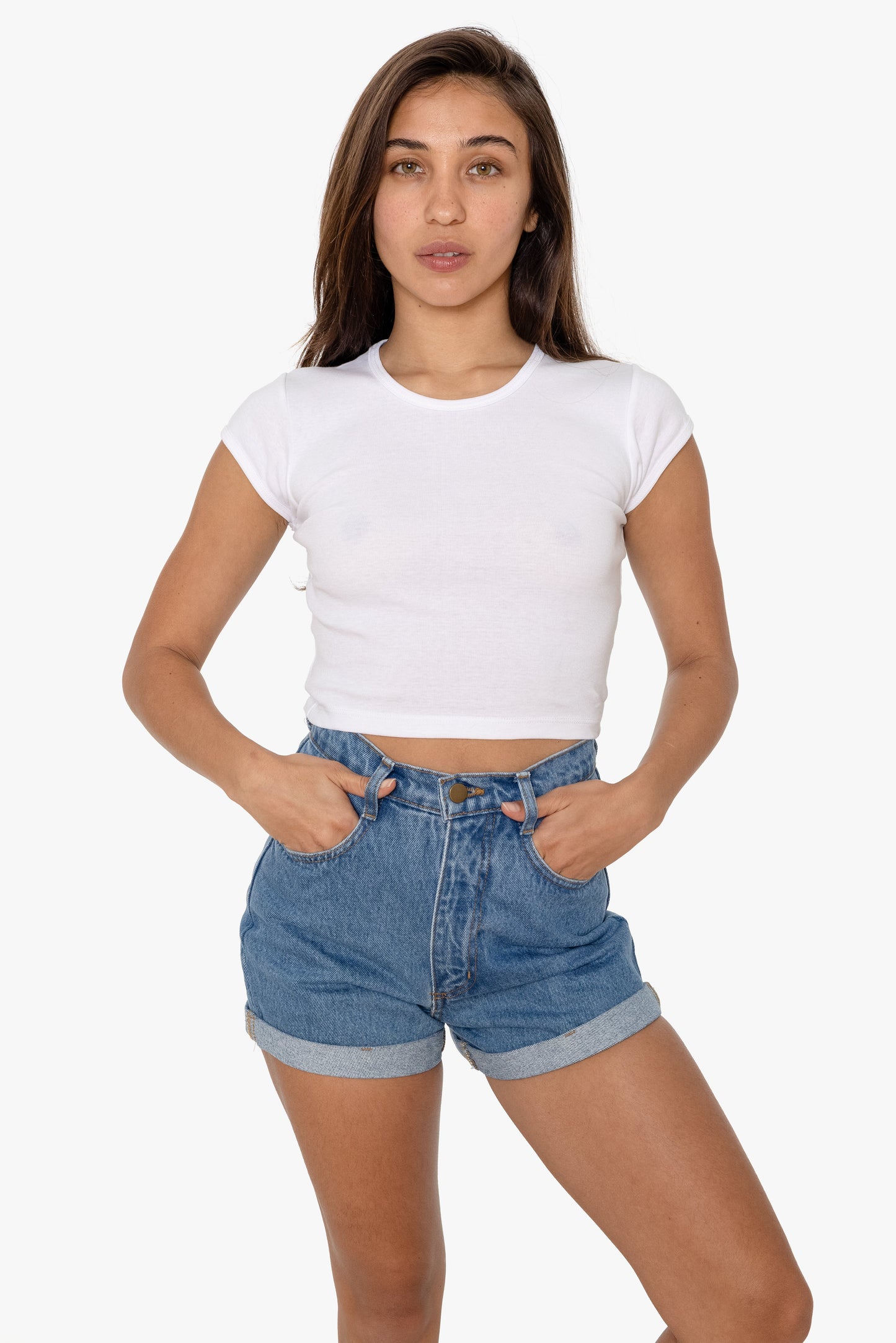 43035 - Cap Sleeve Baby Rib Crop Top