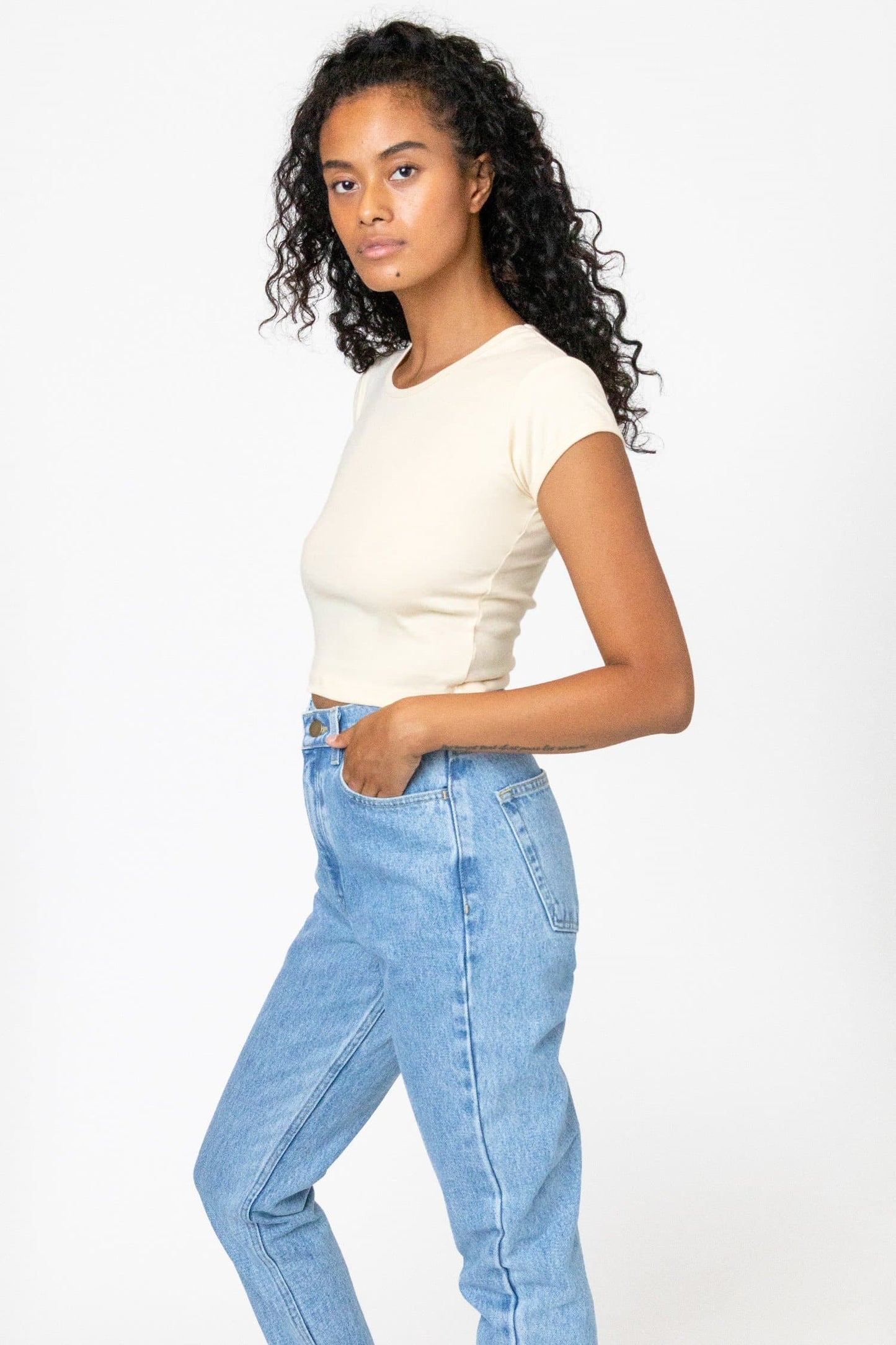 43035 - Cap Sleeve Baby Rib Crop Top