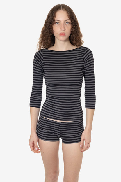 43044 - Baby Rib 3/4 Sleeve Boatneck Top