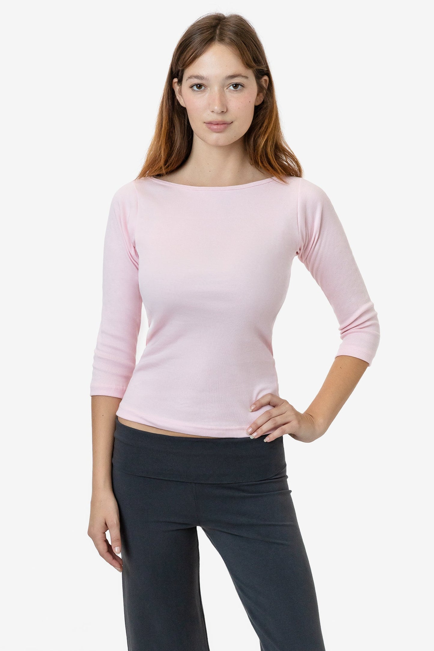 43044 - Baby Rib 3/4 Sleeve Boatneck Top