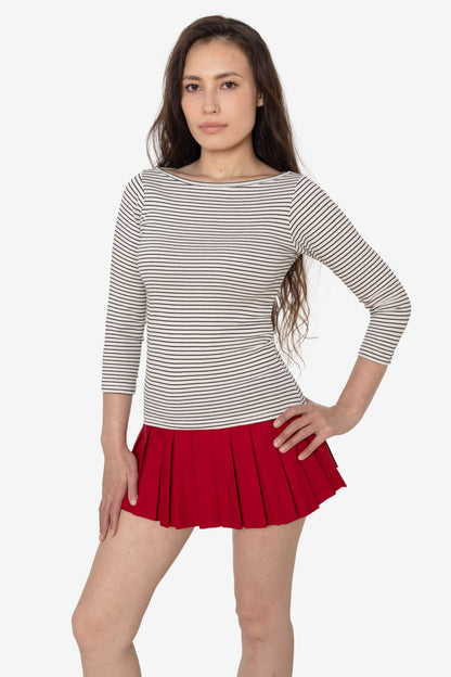 43044 - Baby Rib 3/4 Sleeve Boatneck Top