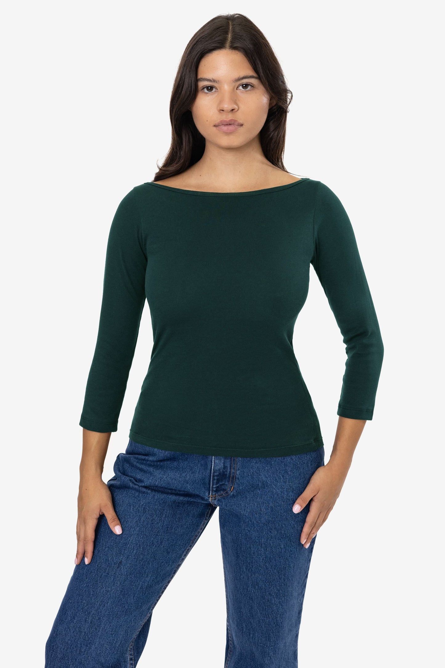 43044 - Baby Rib 3/4 Sleeve Boatneck Top