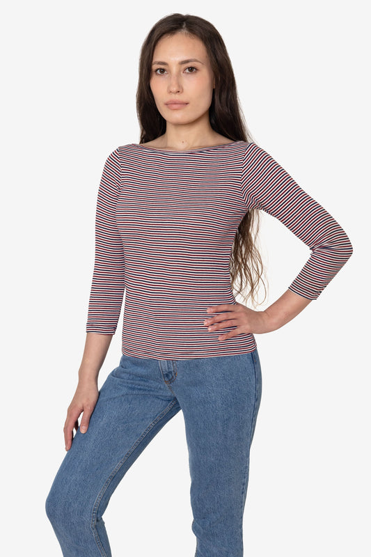 43044 - Baby Rib 3/4 Sleeve Boatneck Top