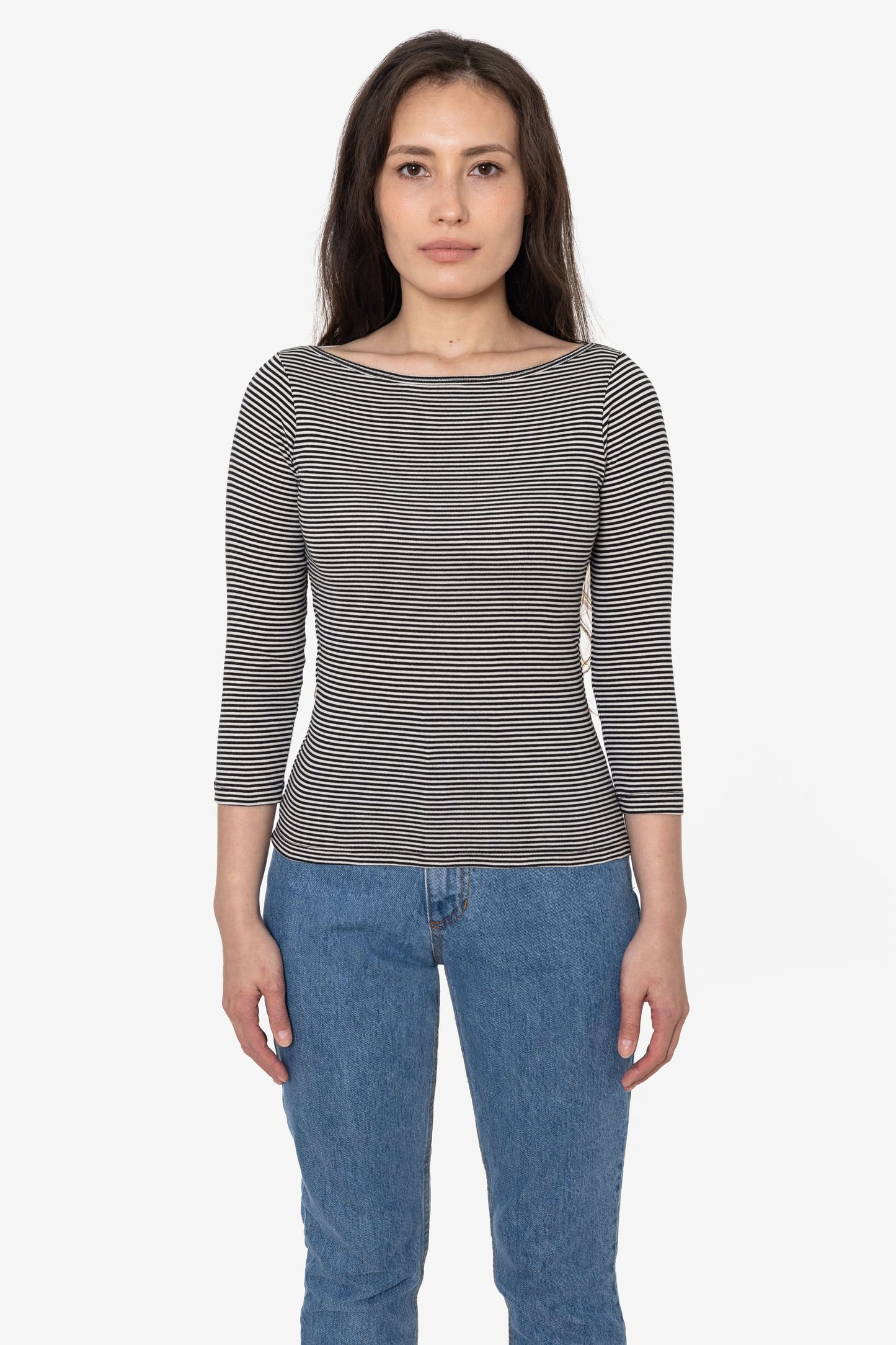 43044 - Baby Rib 3/4 Sleeve Boatneck Top