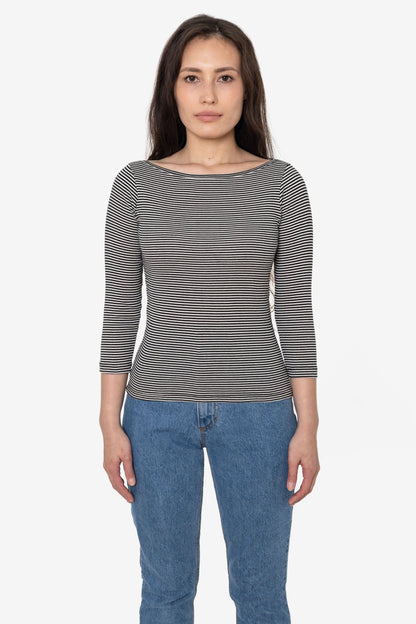 43044 - Baby Rib 3/4 Sleeve Boatneck Top