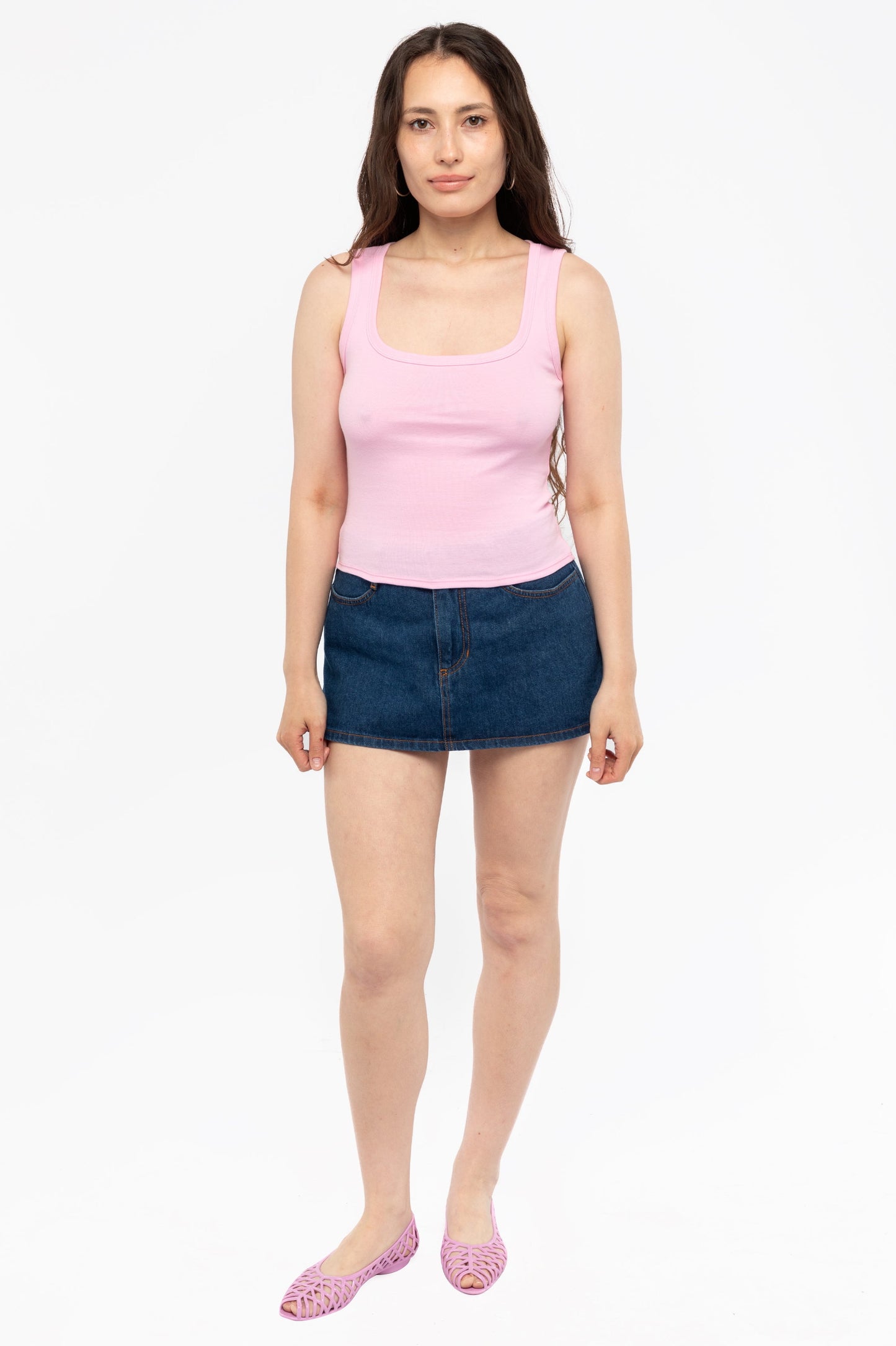 43055 - Baby Rib Square Neck Tank Top