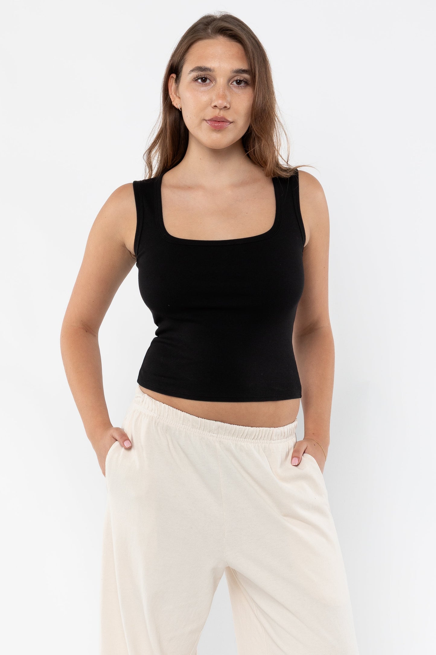 43055 - Baby Rib Square Neck Tank Top