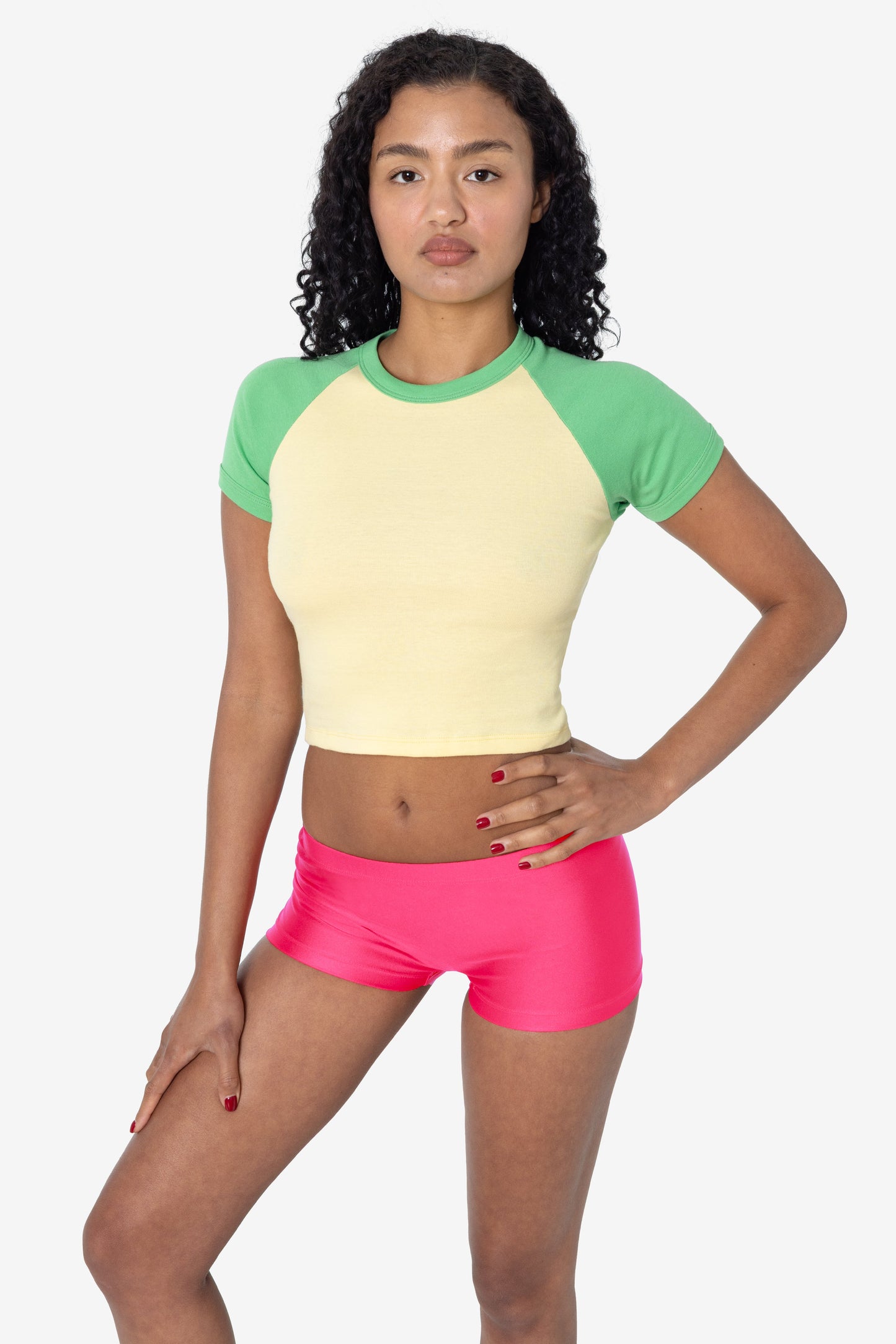 43077 - Baby Rib Short Sleeve Cropped Raglan